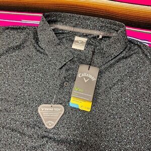 NWT Callaway Opti-Dri Polo‎ Shirt Men's 4XL UPF 50 Geometric Print Caviar